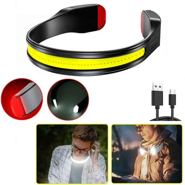 Bandeau LED tour de cou rechargeable – Éclairage mains libres pour sport, bricolage ou promenade nocturne