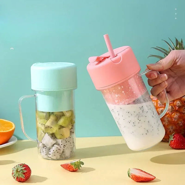 Mixeur Portable avec Paille en Silicone – Smoothies & Jus à Emporter