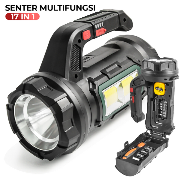 Lampe Torche Multifonction 17-en-1 – Projecteur Ultra Puissant avec Outils Intégrés