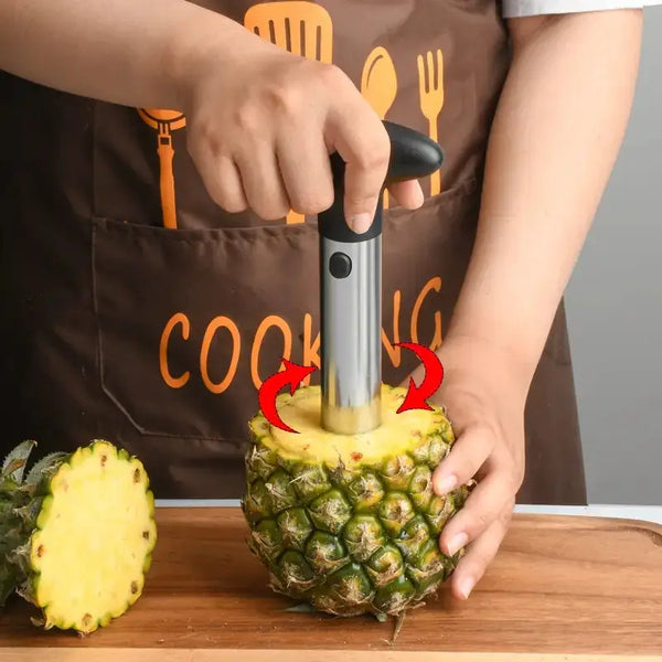 Découpe-Ananas Inox – Peler, Évider et Trancher en un Tour de Main