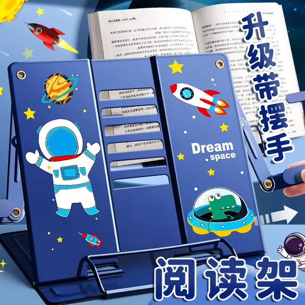 Support Livre Réglable Enfant – Design Astronaute | 6 Positions d’Inclinaison | Antidérapant & Repliable
