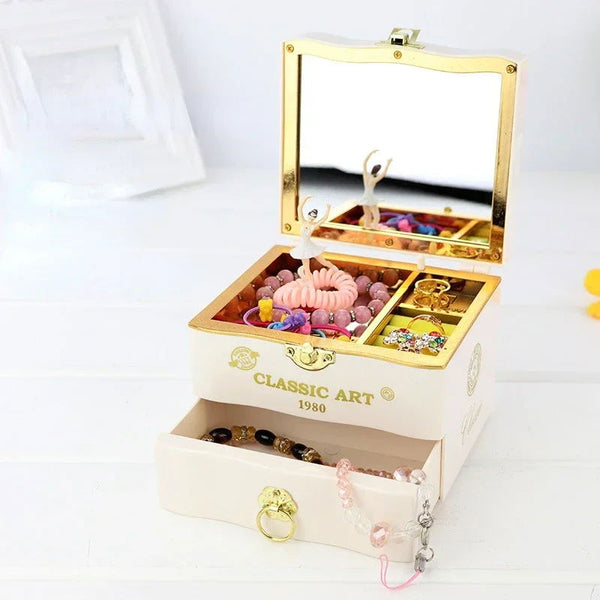 Boîte à Musique Ballerine Enchanteresse – Boîte à Bijoux Fille avec Danseuse Rotative et Mélodie à 8 Tons