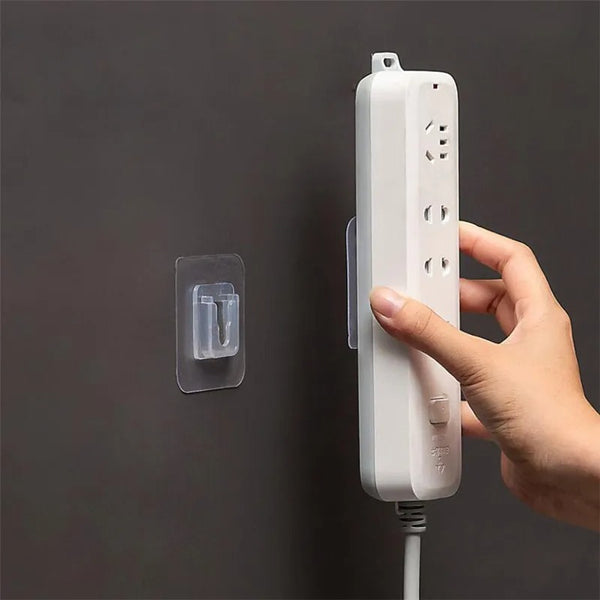 Crochet adhésif transparent double face mural sans perçage fixation solide respirant rangement maison cuisine- 1 Pièce 