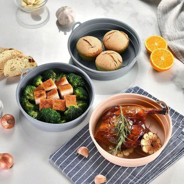 Moule Rond en Silicone Pliable – 16 cm – Idéal Friteuse à Air Chaud