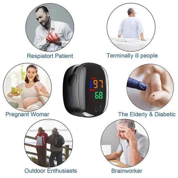 Oxymètre de Pouls Digital à Pince – Pour Adultes et Enfants | Écran LED Haute Définition