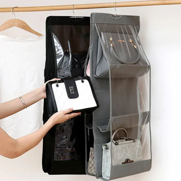 Rangement Suspendu pour Sacs à Main – 6 Compartiments | Gain de Place & Protection