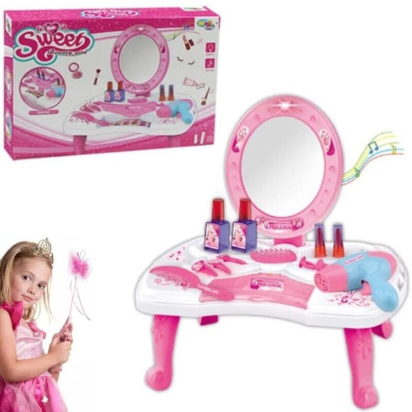 Coiffeuse musicale pour enfants – Set beauté princesse avec accessoires