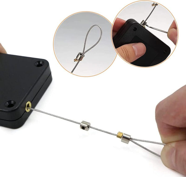 Ferme-Porte Sans Perçage – Câble Acier 1,2 m | Fixation Autocollante