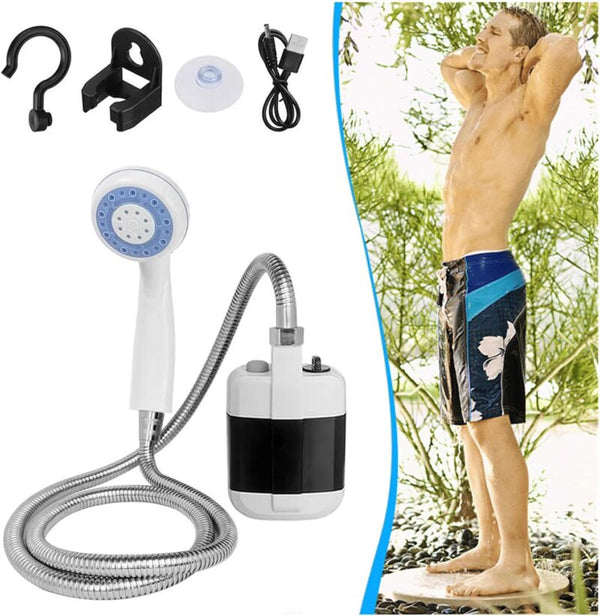 Douche Électrique Portable – Rechargeable & Transportable (avec pompe submersible)