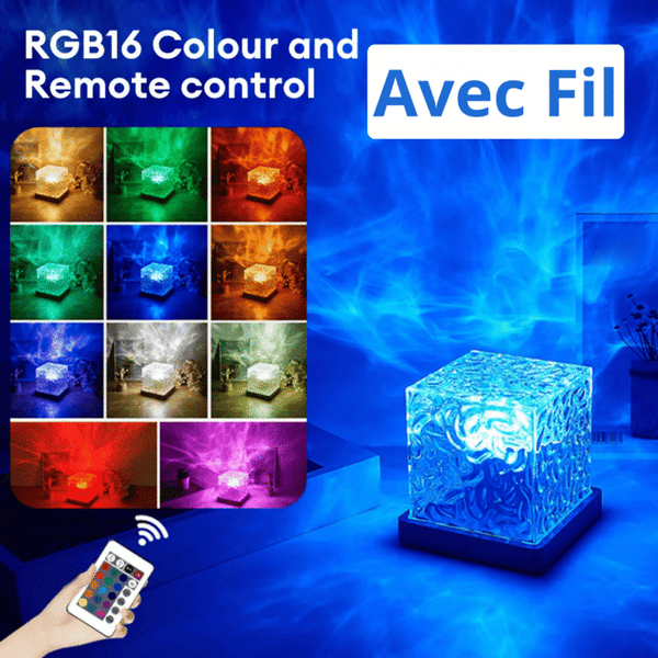 Lampe Cube LED RGB Avec Fil – 16 Couleurs + Télécommande