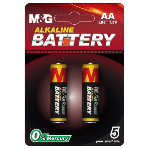 Piles Alcalines M&G AA (LR6) – 1.5V | Lot de 2 | Haute Performance – 0% Mercure