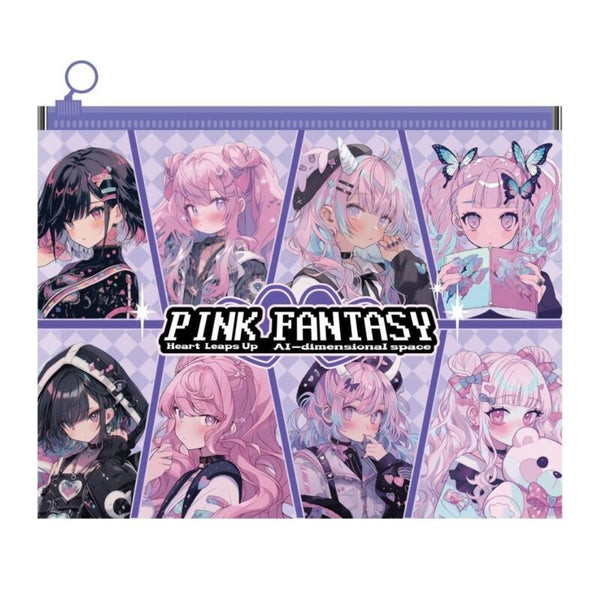 Pochette Zippée “Pink Fantasy” – Design Manga Coloré et Original (Format A4)