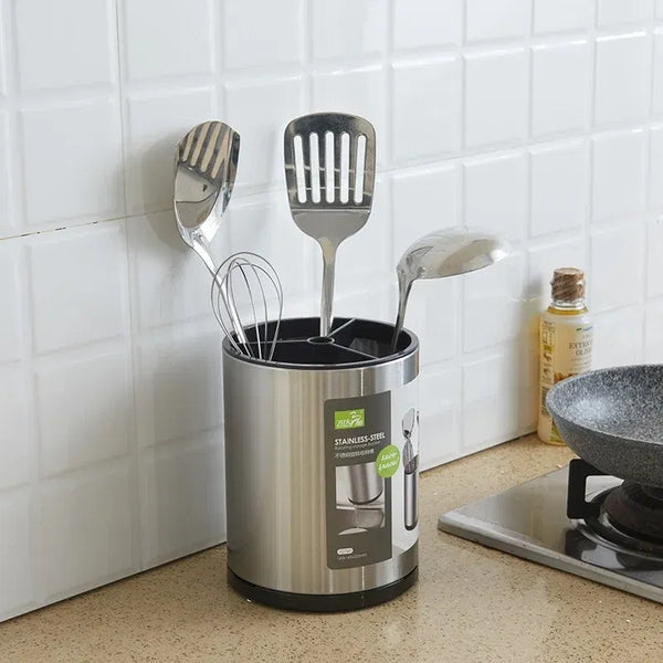 Organisateur rotatif en inox – Support ustensiles et accessoires