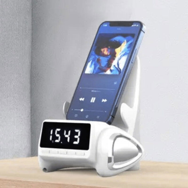 Réveil Multifonctionnel avec Charge Sans Fil, Enceinte et Alarme