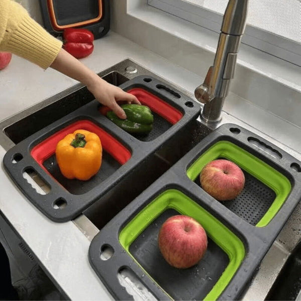 Égouttoir Pliable en Silicone pour Fruits et Légumes – Praticité et Gain de Place