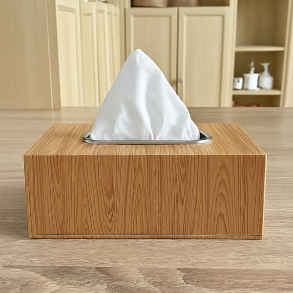 Boîte à Mouchoirs en Plastique Style Bois – Élégance Naturelle & Entretien Facile