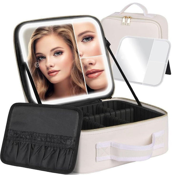 Trousse de Maquillage avec Miroir LED – Blanc