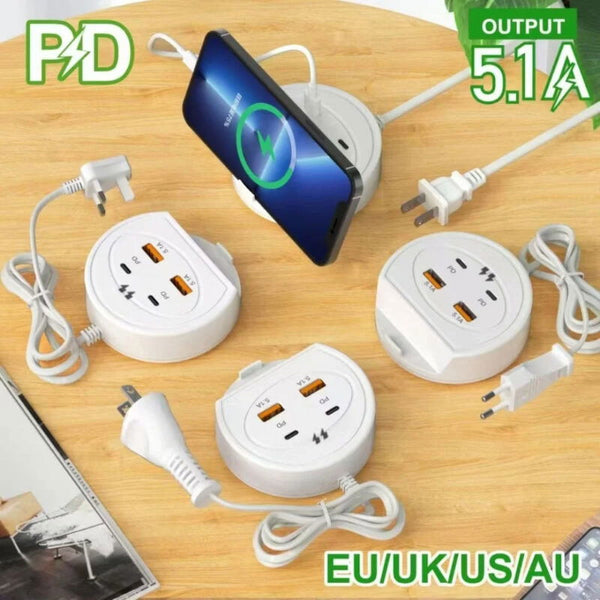 Prise Multiprise USB & PD avec Câble – Charge Rapide & Design Compact (Prise EU)