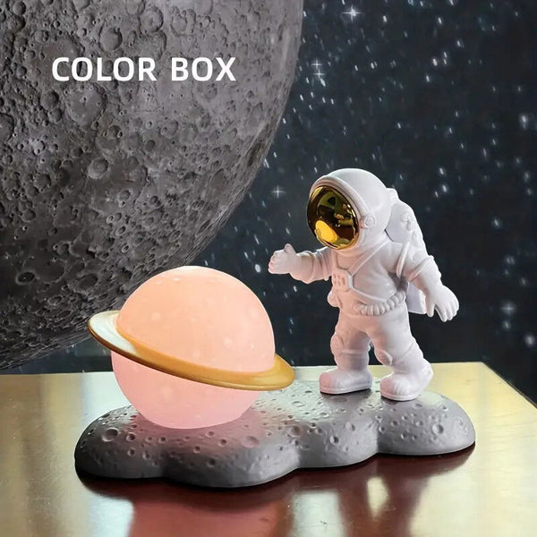 Mini Veilleuse Astronaute avec Saturne Lumineuse – Lampe Décorative
