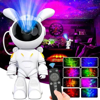 Projecteur d’Étoiles Astronaute Space Bunny – Veilleuse LED Galaxie avec Télécommande | Ambiance Nocturne Enfant & Adulte