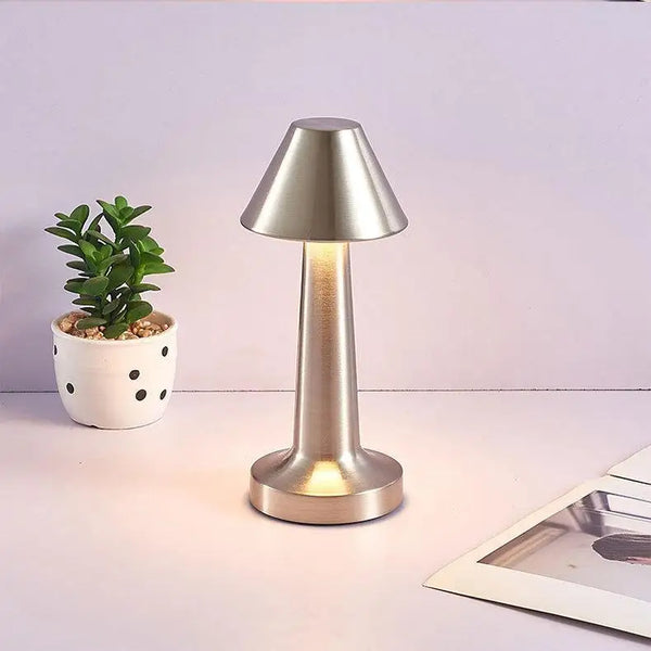 Lampe de Table LED Métal Argenté – Rechargeable & Tactile
