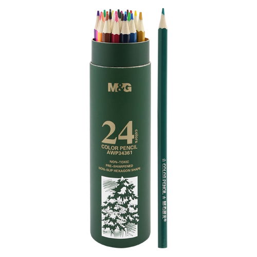 Crayons de couleur M&G – Boîte verte rigide (24 couleurs)